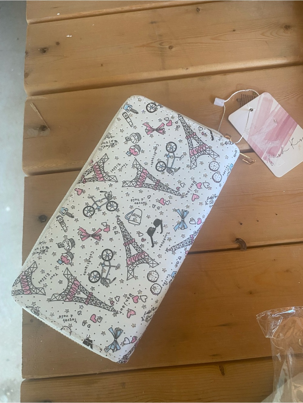 Kids Paris-Themed Wallet - Pink & White